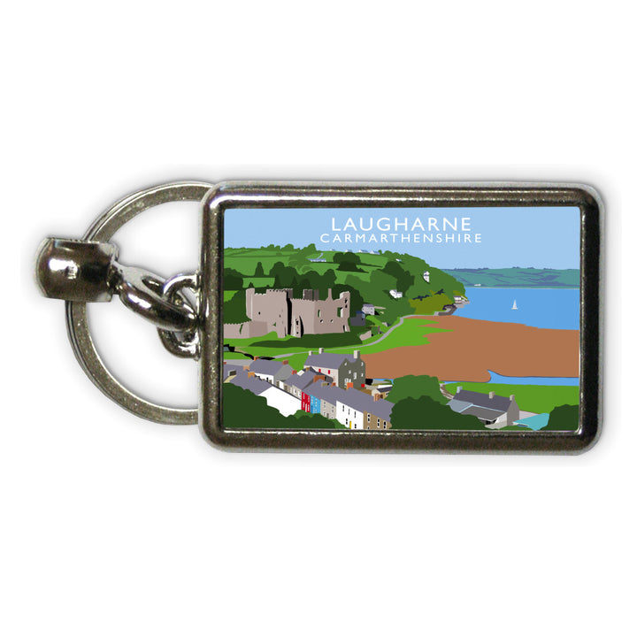 Laugharne, Carmarthenshire, Wales Metal Keyring