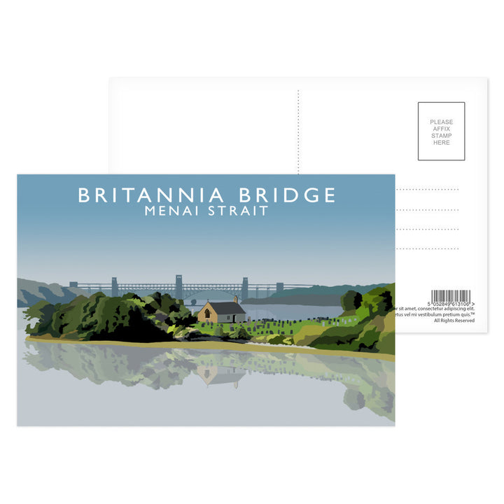 Britannia Bridge, Menai Strait, Wales Postcard Pack