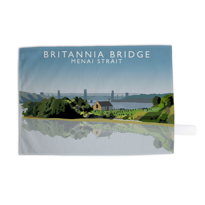 Britannia Bridge, Menai Strait, Wales Tea Towel