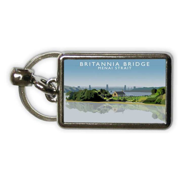 Britannia Bridge, Menai Strait, Wales Metal Keyring