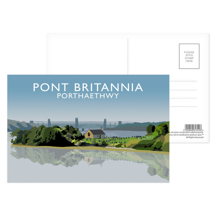 Pont Britannia, Porthaethwy, Wales Postcard Pack