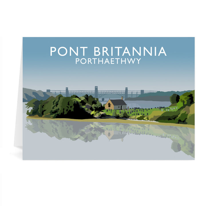 Pont Britannia, Porthaethwy, Wales Greeting Card 7x5