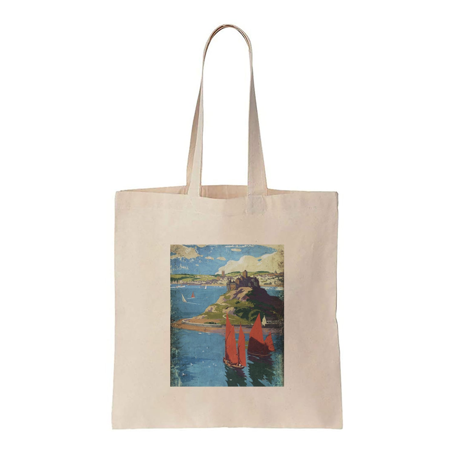 Island and Red Boats - Canvas Tote Bag