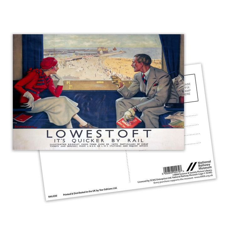 Lowestoft It's Quicker By Rail - Carriage View Postcard Pack of 8