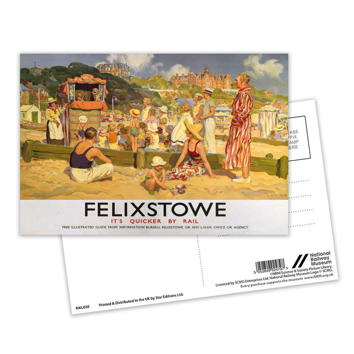 Felixstowe LNER- It's Quicker By Rail Postcard Pack of 8