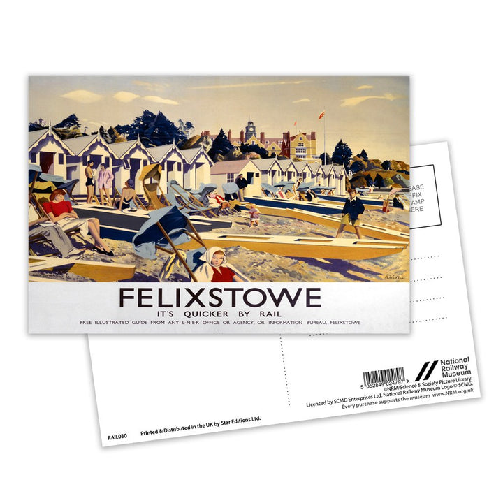 Felixstowe LNER- It's Quicker By Rail Postcard Pack of 8