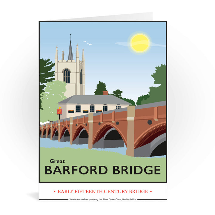 Great Barford Bridge, Bedfordshire Greeting Card 7x5