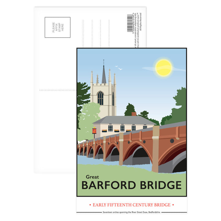 Great Barford Bridge, Bedfordshire Postcard Pack