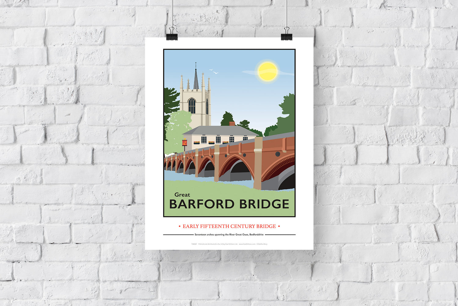 Great Barford Bridge, Bedfordshire - Art Print