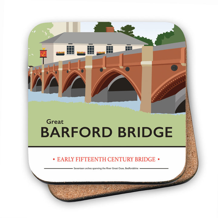 Great Barford Bridge, Bedfordshire MDF Coaster
