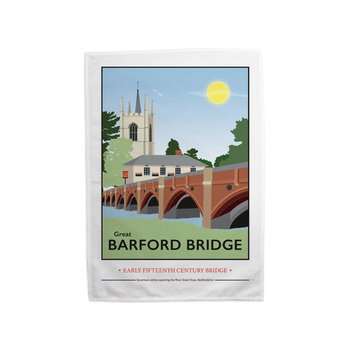 Great Barford Bridge, Bedfordshire Tea Towel