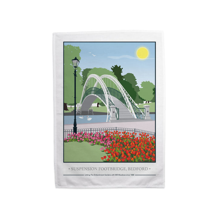 The Suspension Footbridge, Bedford Tea Towel