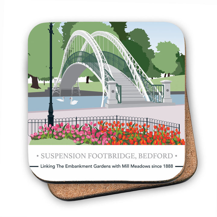 The Suspension Footbridge, Bedford MDF Coaster