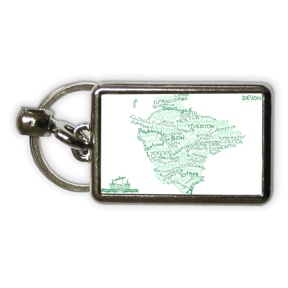 County Map of Devon, Metal Keyring
