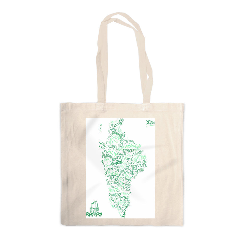 County Map of Devon, Canvas Tote Bag