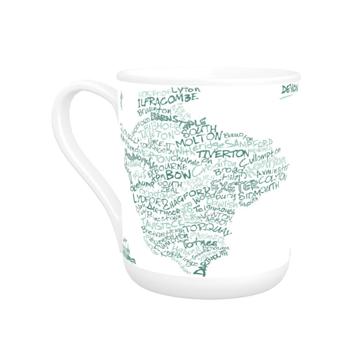 County Map of Devon, Bone China Mug