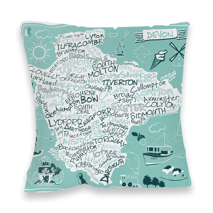 County Map of Devon, Fibre Filled Cushion
