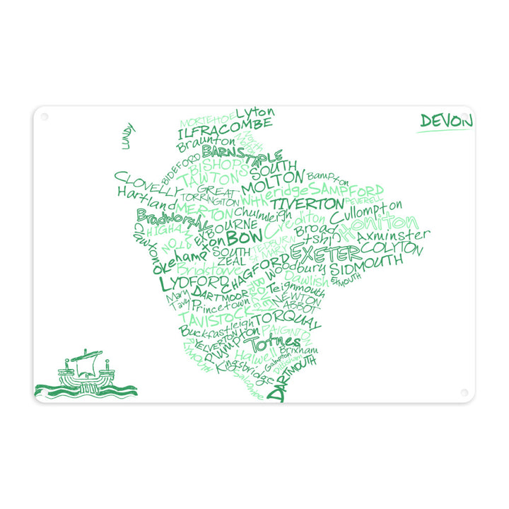 County Map of Devon, Metal Sign