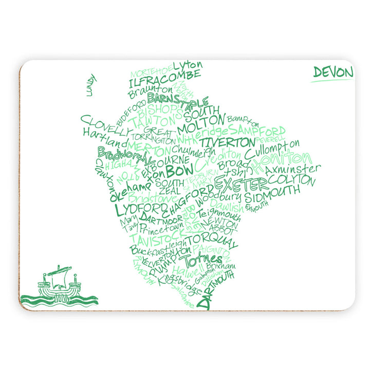 County Map of Devon, Placemat