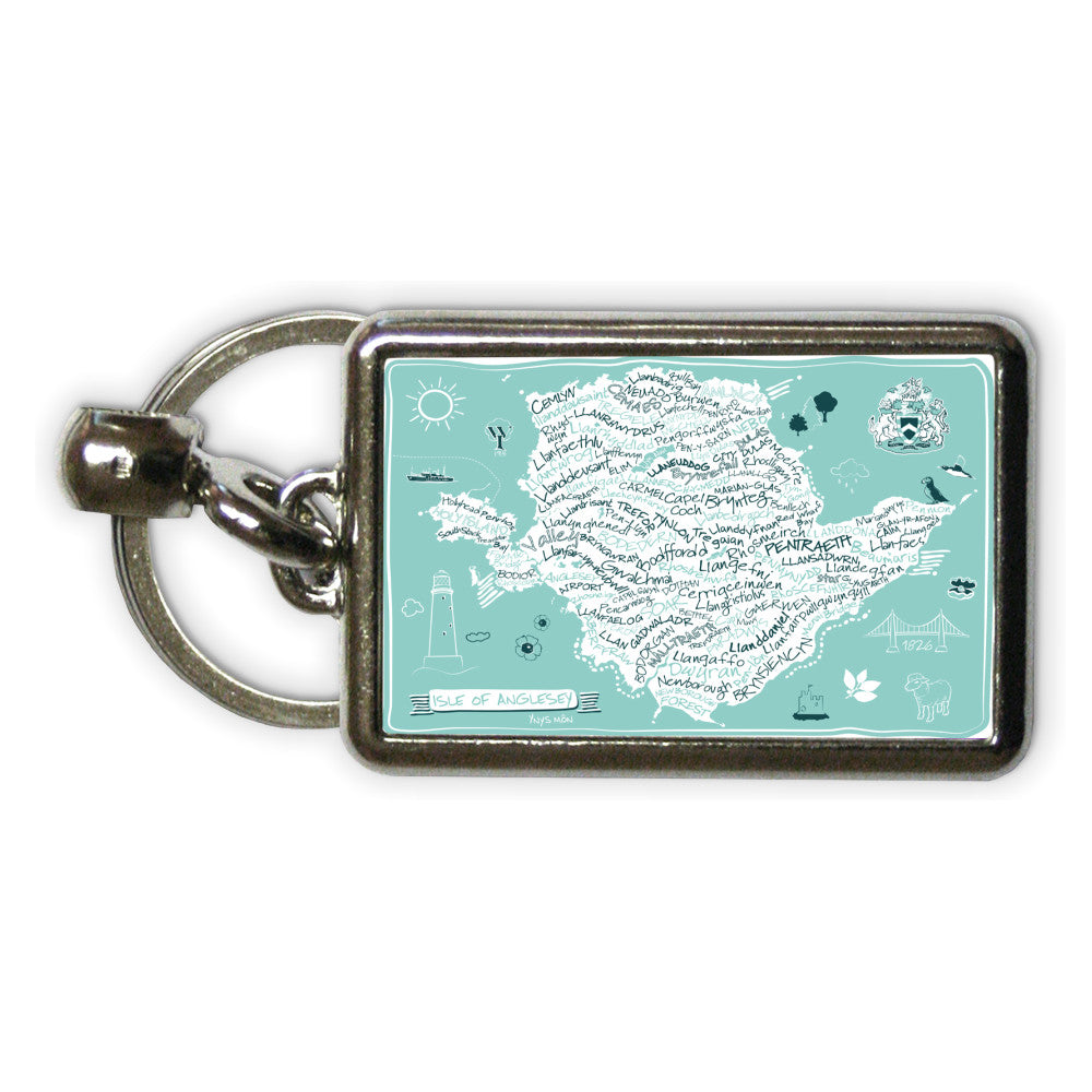 Map of The Isle of Anglesey, Metal Keyring