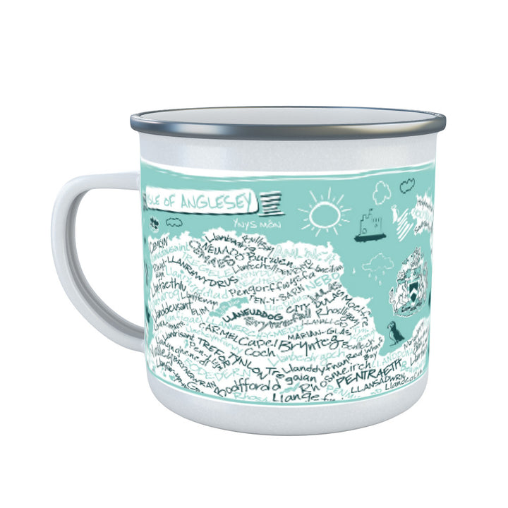 Map of The Isle of Anglesey, - Enamel Mug