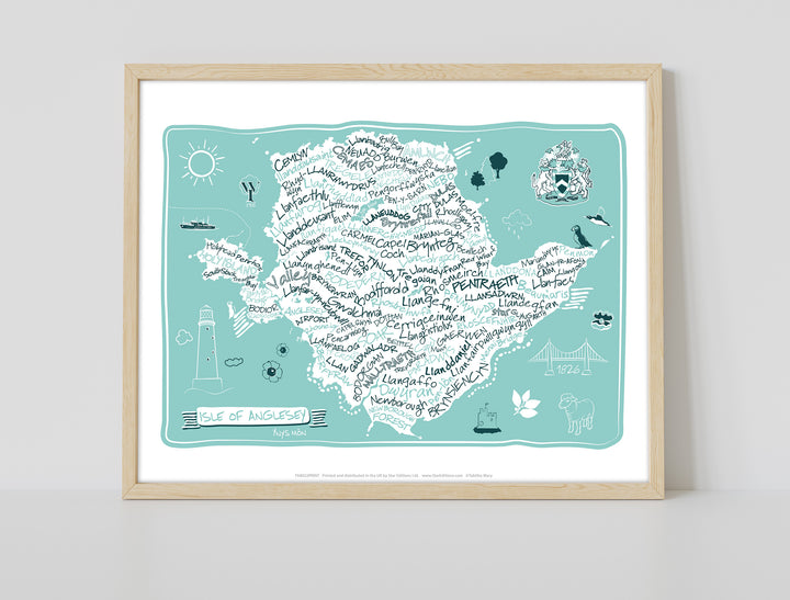 Map of The Isle of Anglesey - Art Print