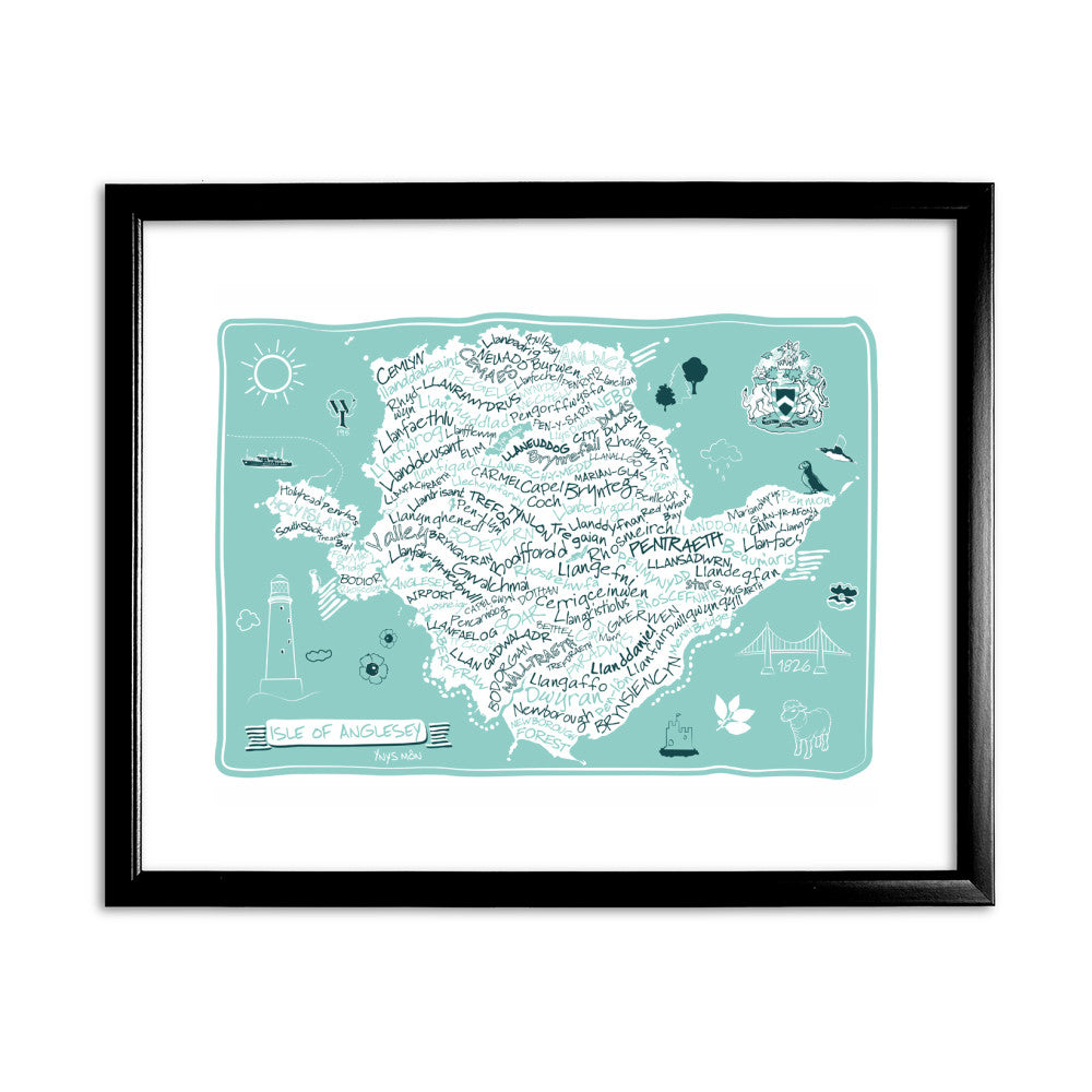Map of The Isle of Anglesey - Art Print
