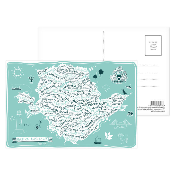 Map of The Isle of Anglesey, Postcard Pack