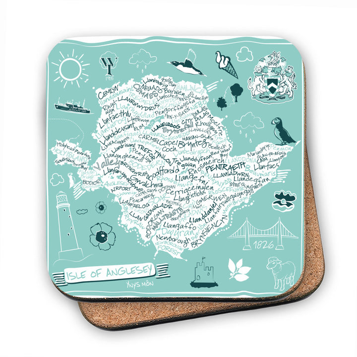 Map of The Isle of Anglesey, MDF Coaster
