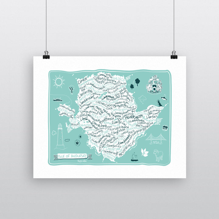 Map of The Isle of Anglesey, 90x120cm Fine Art Print