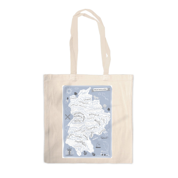 County Map of Bedfordshire, Canvas Tote Bag