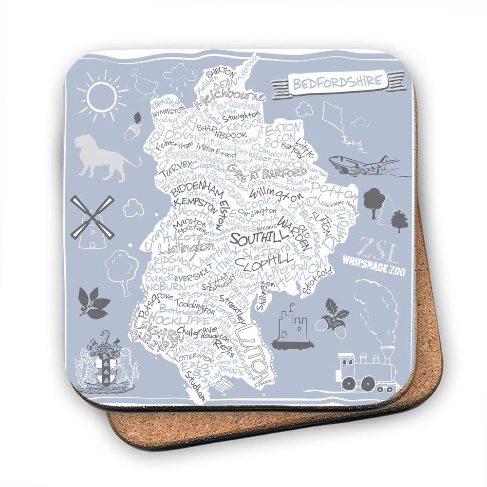 County Map of Bedfordshire, MDF Coaster