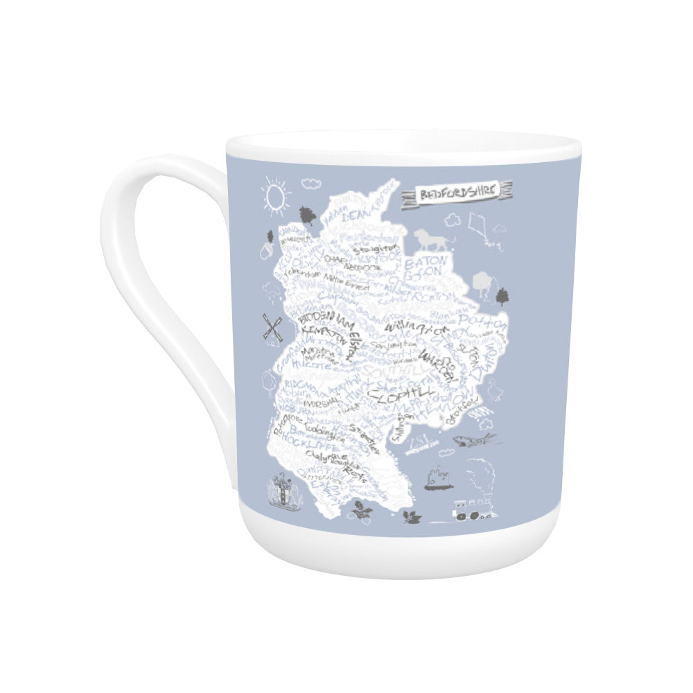 County Map of Bedfordshire, Bone China Mug