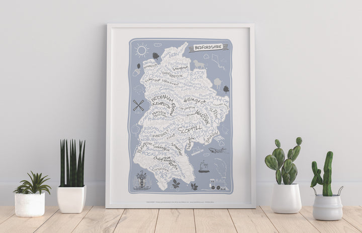 County Map of Bedfordshire, - Art Print