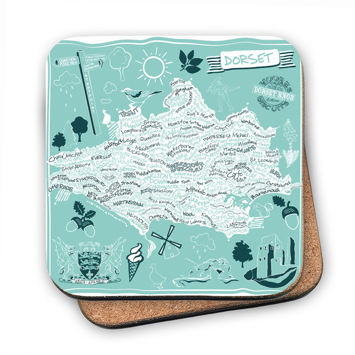 County Map of Dorset, MDF Coaster