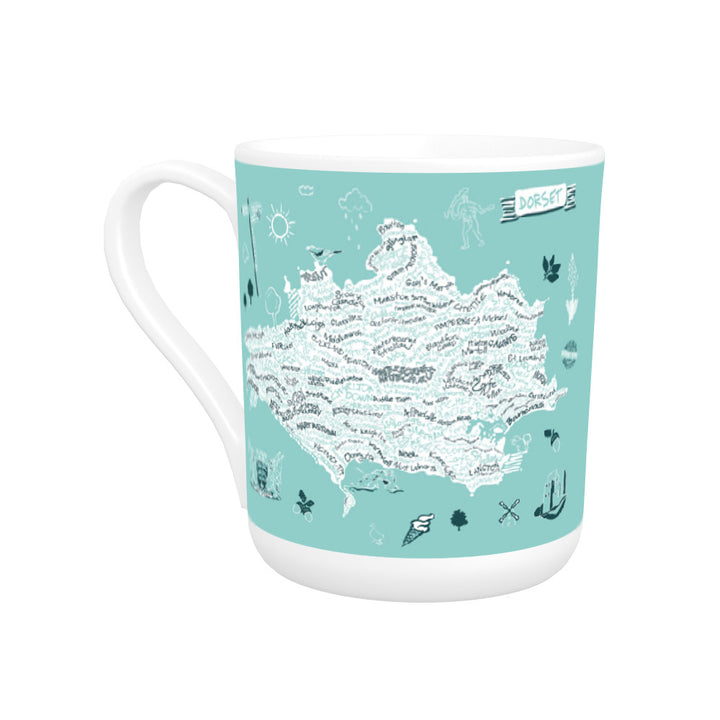 County Map of Dorset, Bone China Mug