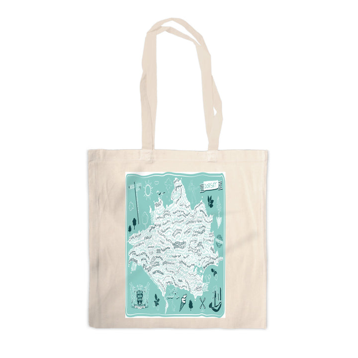 County Map of Dorset, Canvas Tote Bag