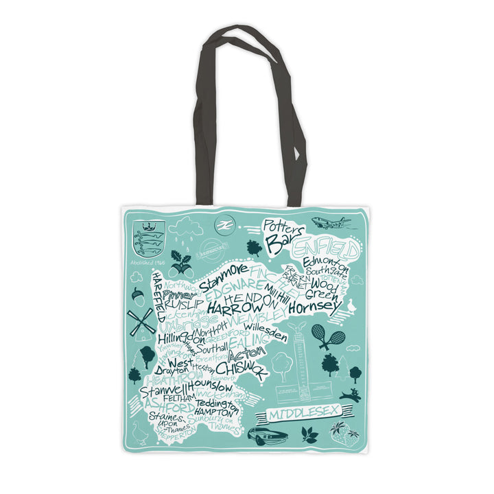 County Map of Middlesex, Premium Tote Bag