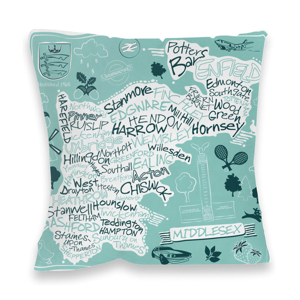 County Map of Middlesex, Fibre Filled Cushion
