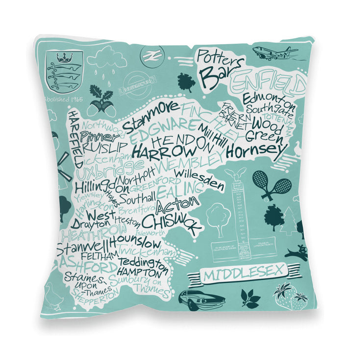 County Map of Middlesex, Fibre Filled Cushion