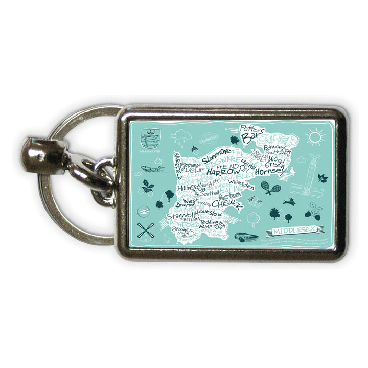 County Map of Middlesex, Metal Keyring