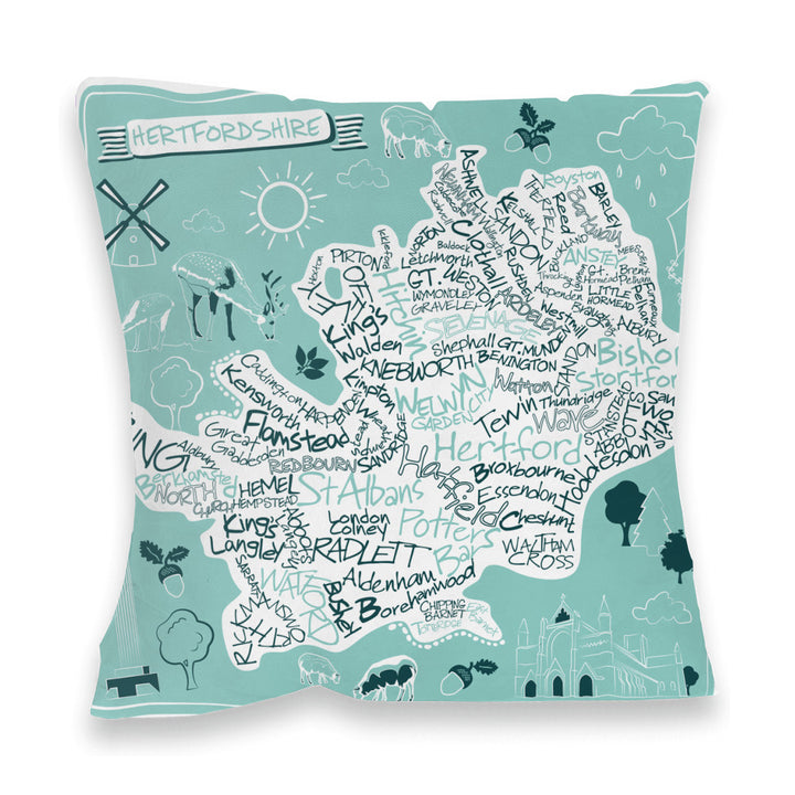 County Map of Hertfordshire, Fibre Filled Cushion