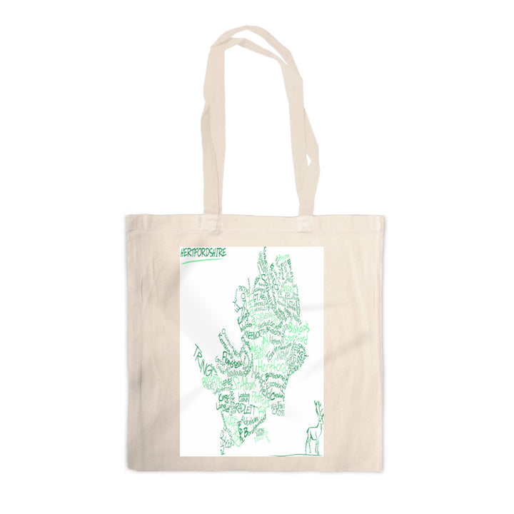 County Map of Hertfordshire, Canvas Tote Bag