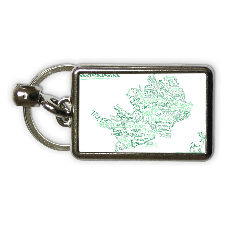 County Map of Hertfordshire, Metal Keyring