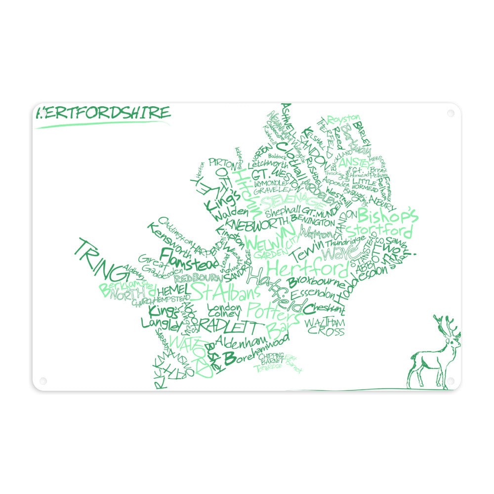 County Map of Hertfordshire, Metal Sign