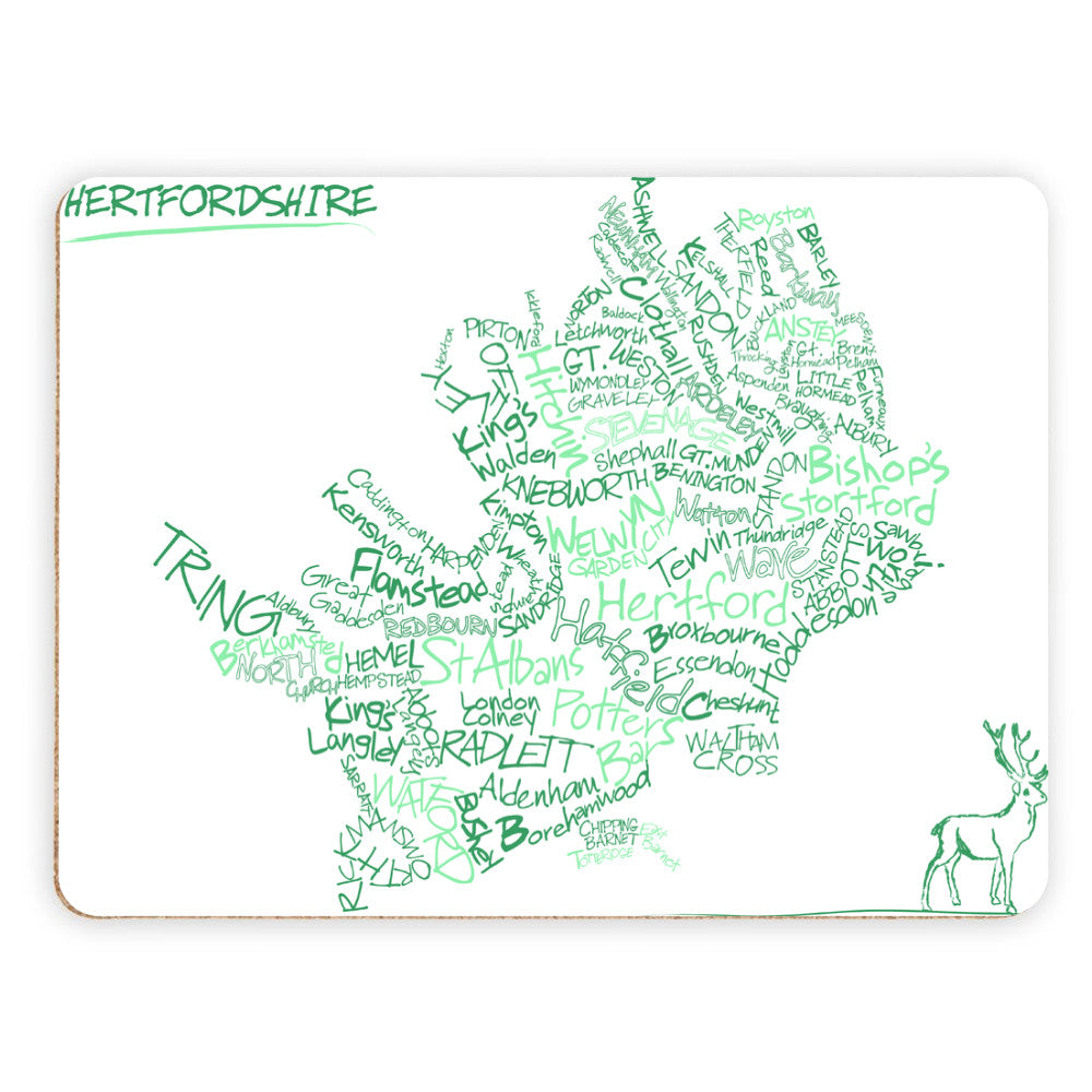 County Map of Hertfordshire, Placemat