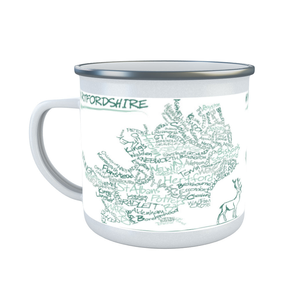 County Map of Hertfordshire, Enamel Mug