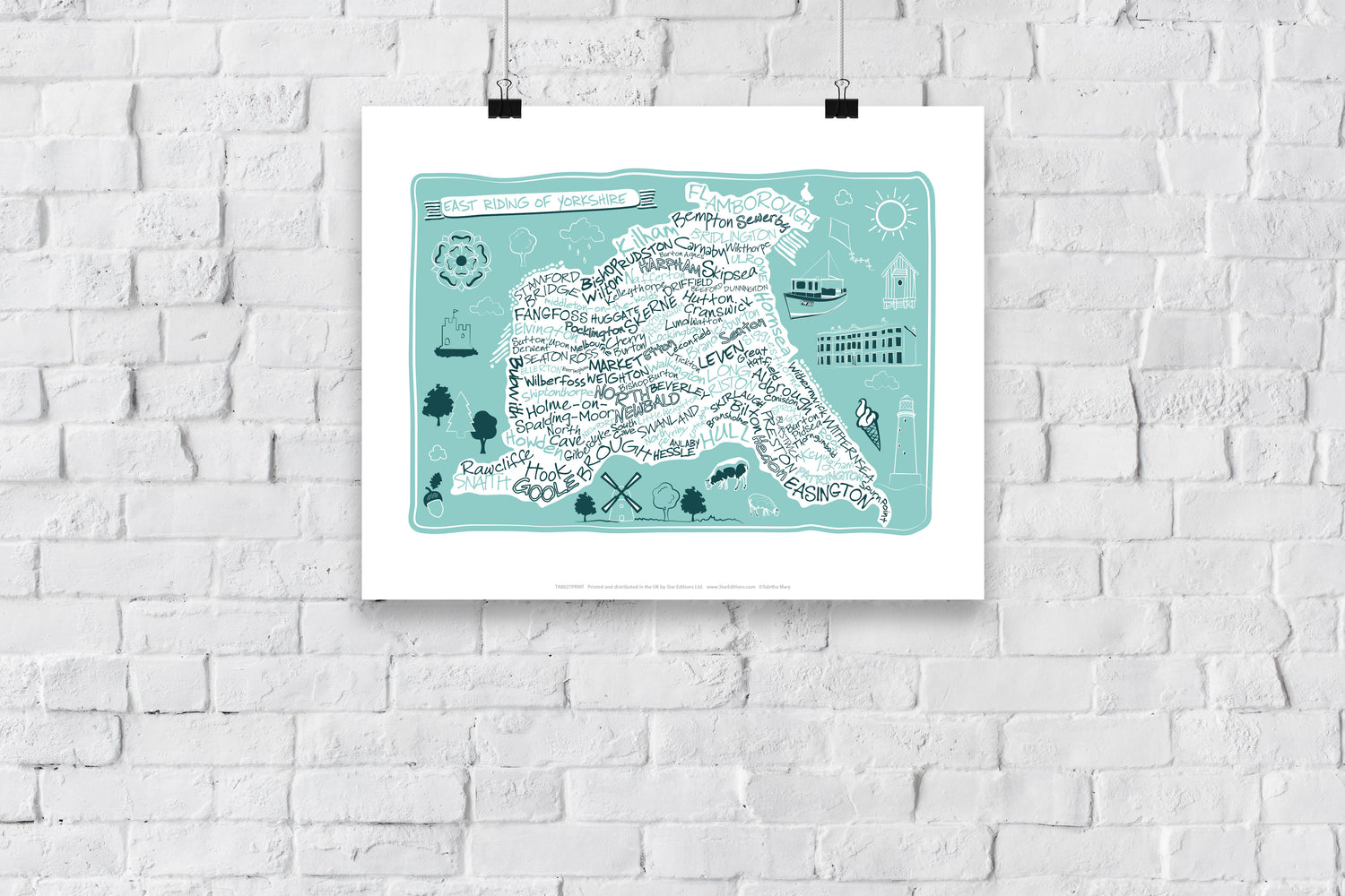 Map of the East Riding of Yorkshire, - Art Print