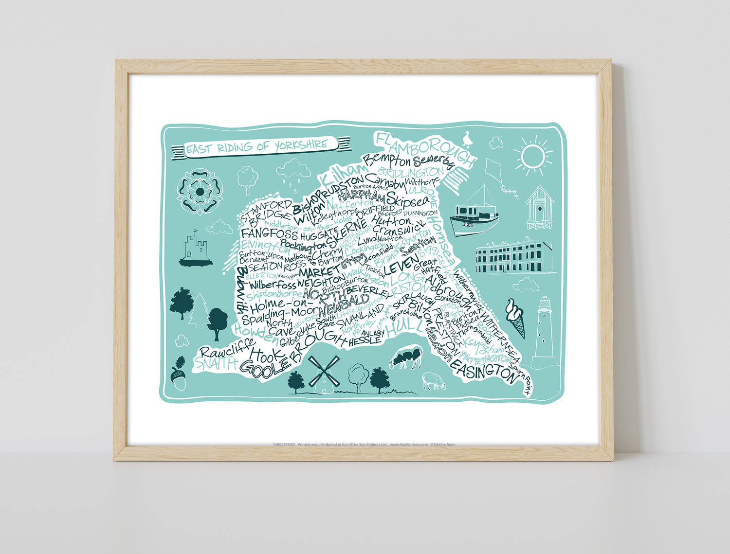 Map of the East Riding of Yorkshire, - Art Print