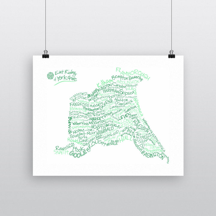 Map of the East Riding of Yorkshire, 90x120cm Fine Art Print